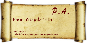 Paur Aszpázia névjegykártya
